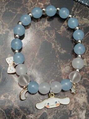 Cinnamoroll Blue and White Beaded Charm Bracelet with Cute Character Charm